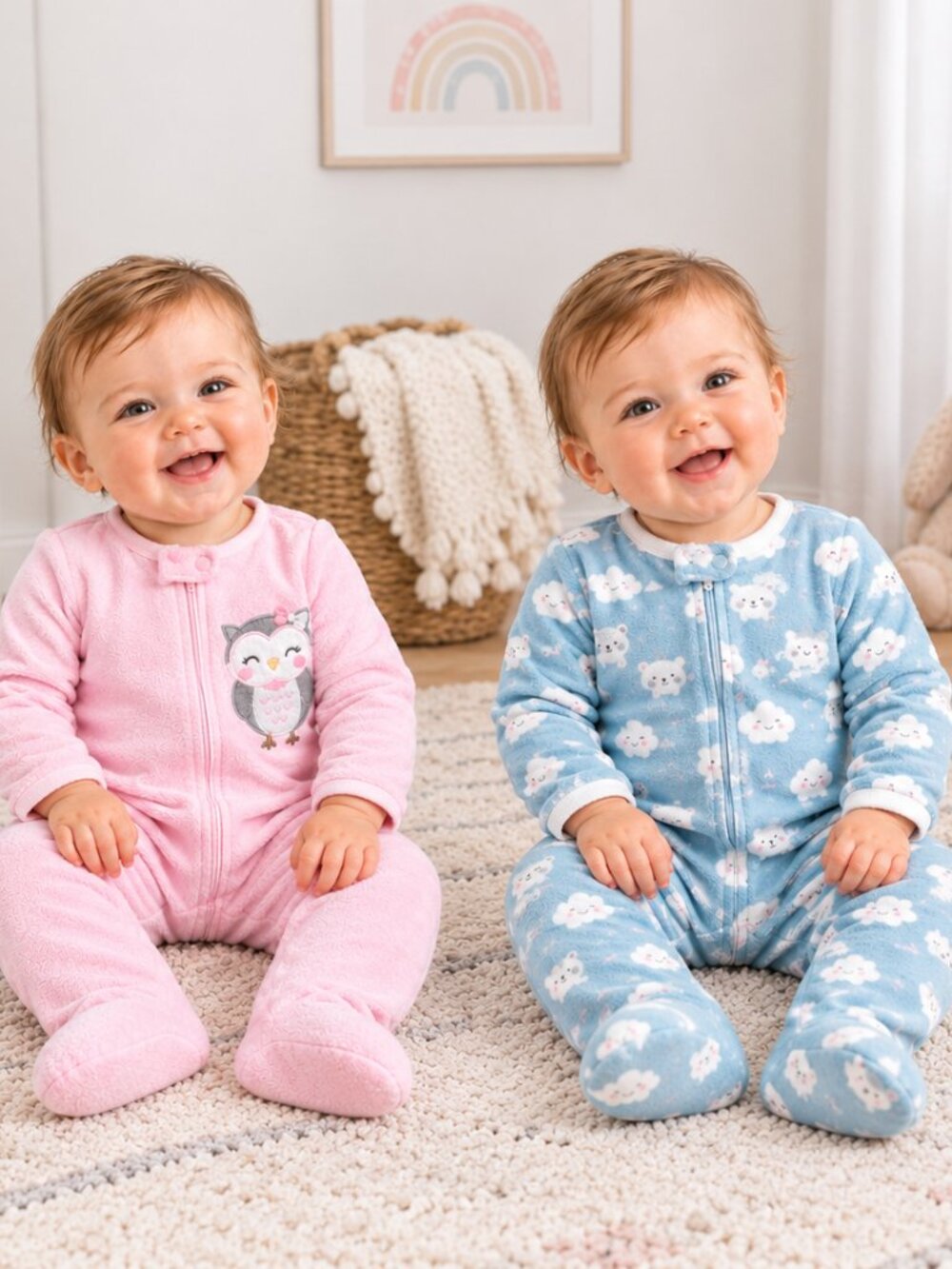 Carter’s Baby Girls 2-Pack Footed Pajamas Sleepers Pink Owl Blue 6M